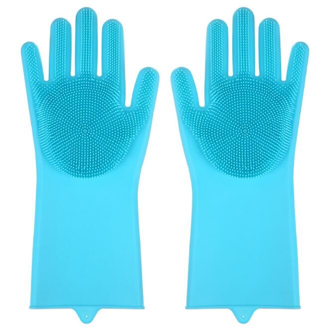 Fabrikanten directe verkoop magic silicone wassen gerechten keuken schoonmaken multi-purpose huishoudelijke siliconen borstel handschoenen: Blauw