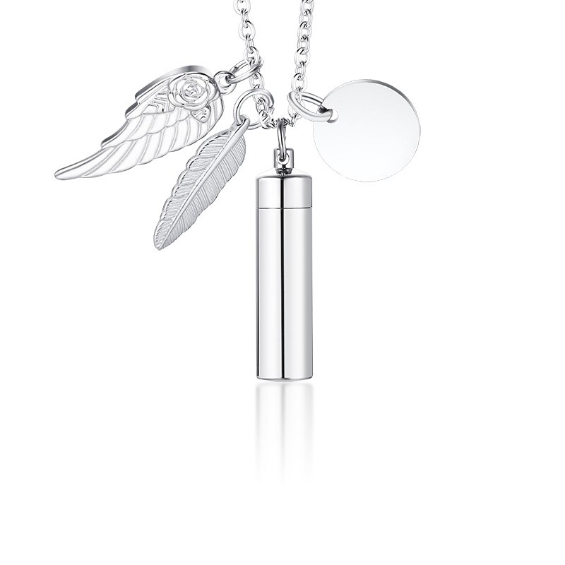 Vnox Tempo di Memoria Clessidra di Vetro Urna Cremazione Collana per Le Ceneri Gioielli Non Si Sbiadice Mai Amore Keepsake Regali con Le Ali Accessori: PN-1250S-3