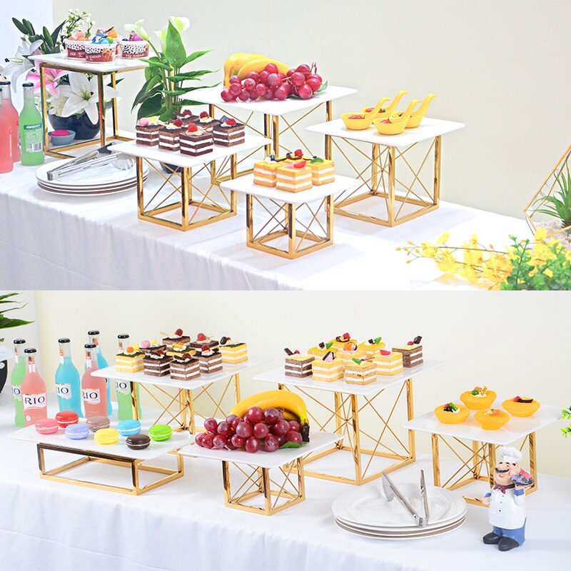 Dessert Fruit Cake Stand Metal Afternoon Tea Wedding Luxury Modern Candy Cake Display Stand Serving Plateau Tableware DG50TD