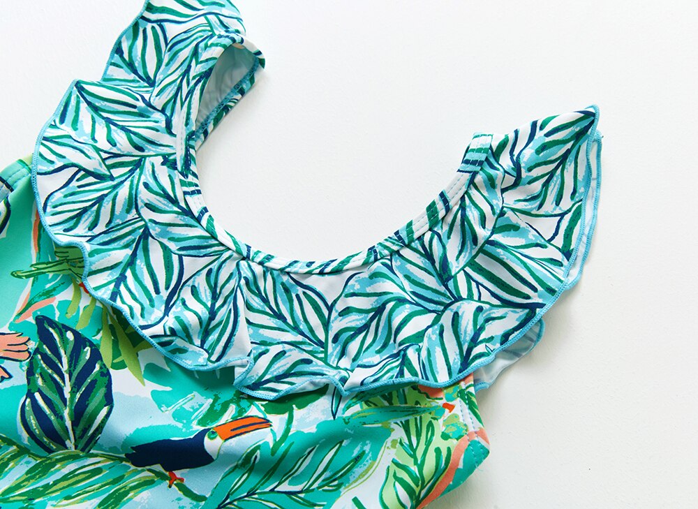 1 ~ 9Y, traje de baño para niñas pequeñas, estampado Tropical, traje de baño para niños de una pieza, ropa de playa para niños, traje de baño para niñas, ropa para nadar