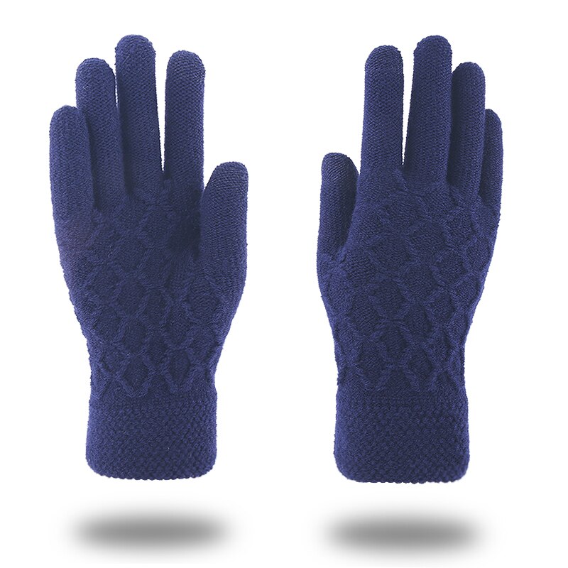 Guantes de invierno para hombre Iwarm, guantes de otoño para pantalla táctil, guantes tejidos que mantienen el calor,: Dark blue no logo