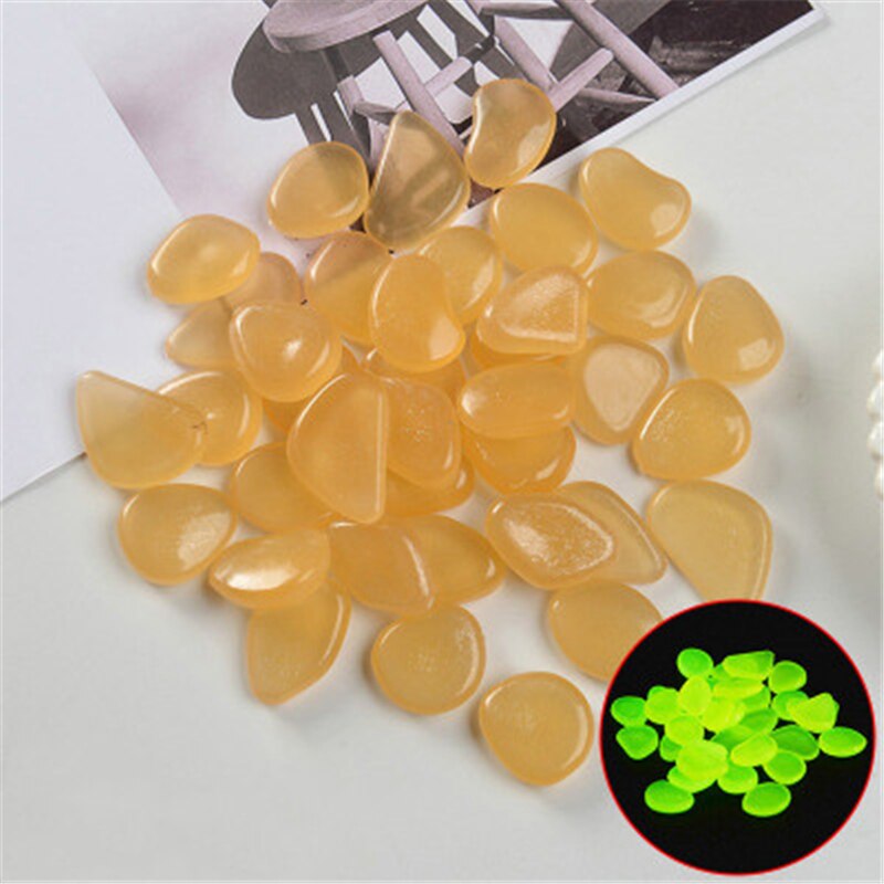 25/50pcs Glow in the Dark Garden Pebbles Glow Stones Rocks for Walkways Garden Path Patio Lawn Garden Yard Decor Luminous Stones: yellow