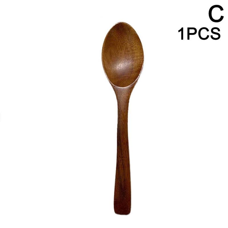 Wooden Salad Spoon Fork Large Serving Spoon Set Salad Server Wood Kitchen Utensils Long Handle Soup Spoon Ladle Tableware: C