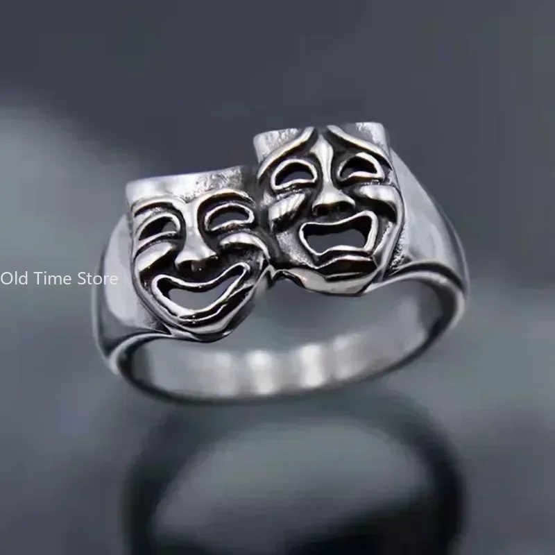Bague ouverte vintage pour homme et femme, bague homme exagérée, fantôme européen, roi, crâne, tendance,: Black