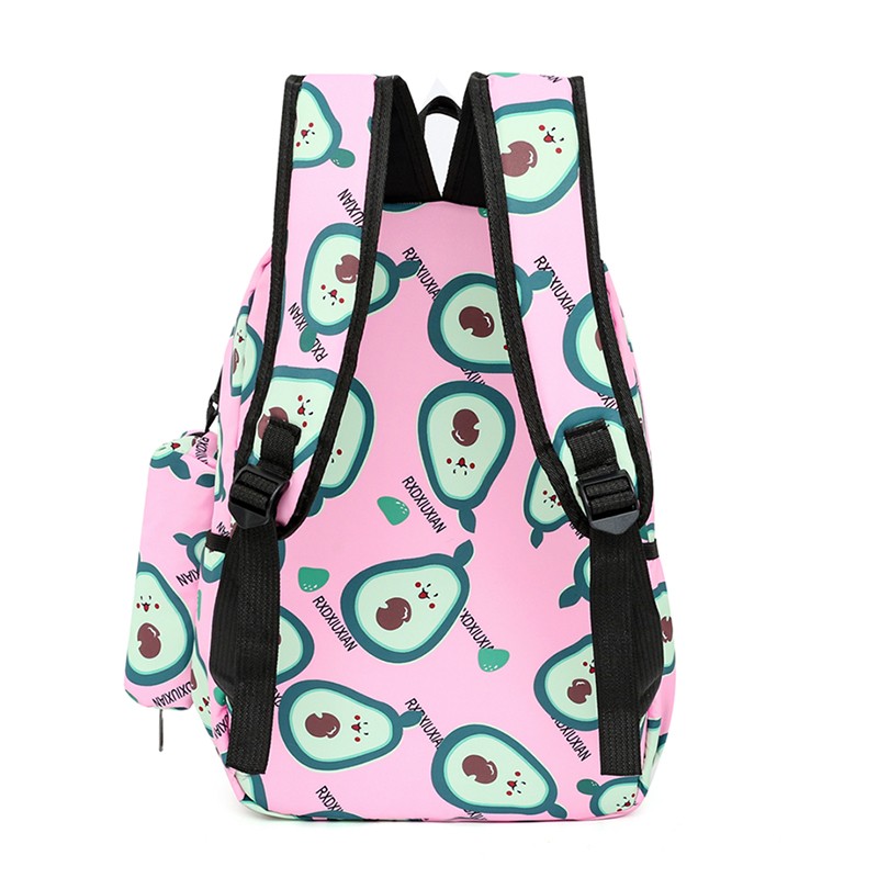 3 Stck einstellen Nette Avocado Frauen Rucksack Kawaii Schule Tasche Für Mädchen Große Kapazität Scoolbag lässig Damen Buch Taschen Oxford mochila