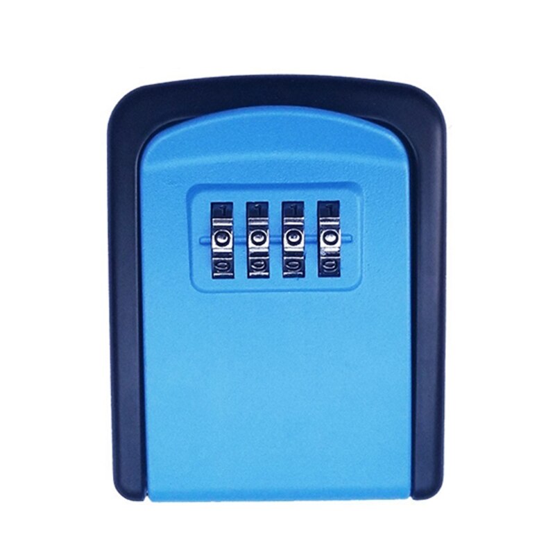 Small Key Box Password Lock Metal Outdoor Wall-mounted Anti-theft Lock Box: blue