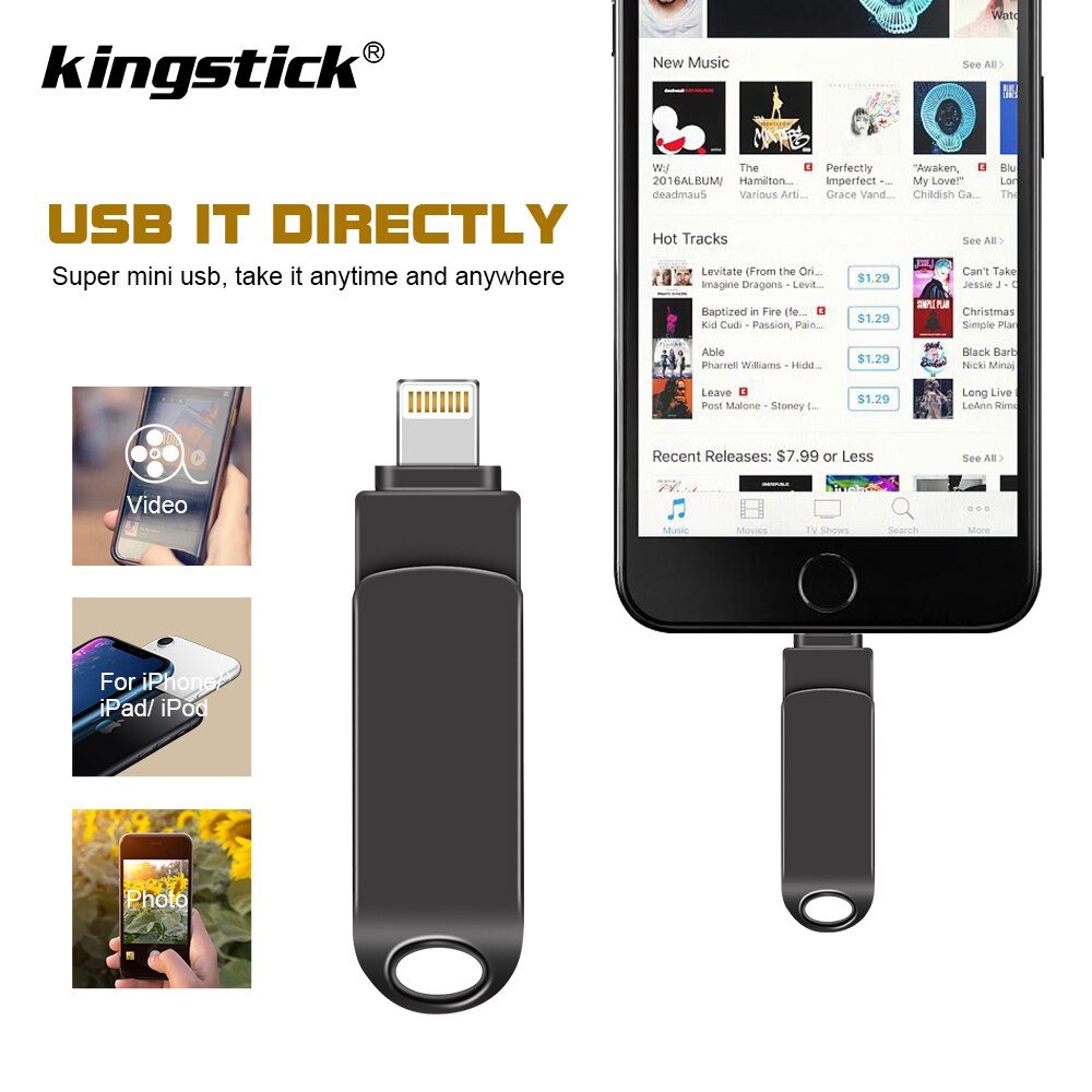 Metal USB Flash Drive 128GB OTG Pen Drive 32GB 64GB USB 2.0 Flash Disk for iphone/ipad/Lightning/ios/USB Memory Stick