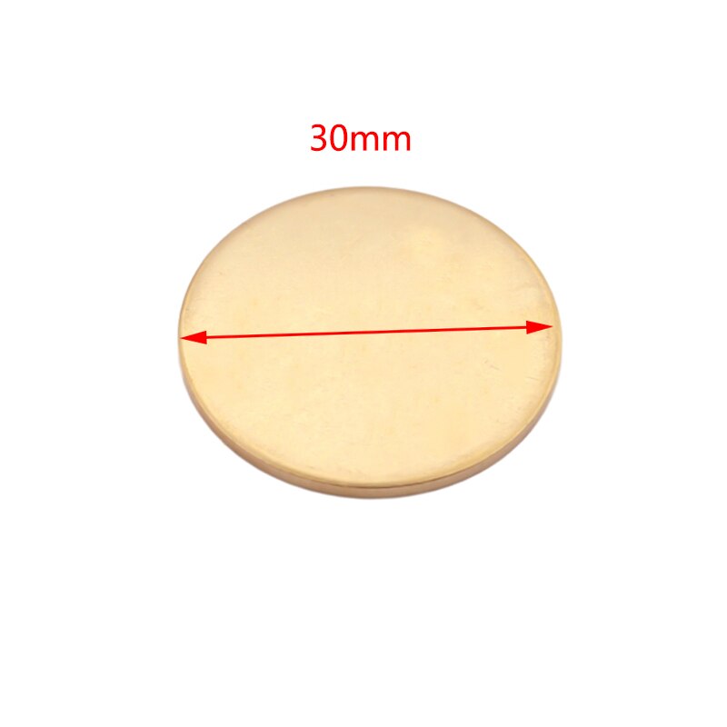 10 Uds. De dijes de disco de latón crudo de 30mm de diámetro con estampado de Metal en blanco sin agujeros, accesorios para fabricación de collares colgantes