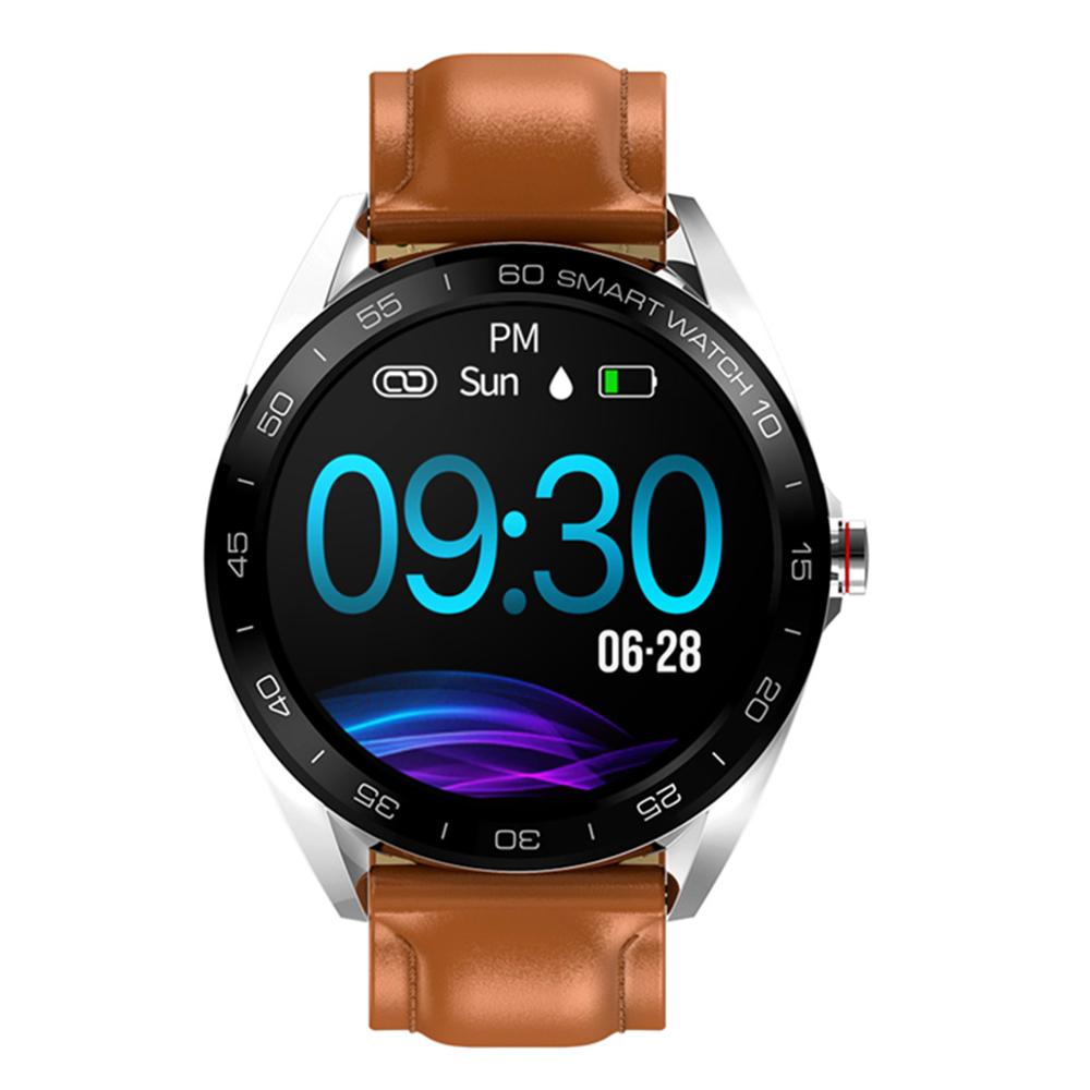 K7 écran rond montre intelligente fréquence cardiaque pression artérielle moniteur de sommeil Smartwatch Fitness Tracker horloge pour hommes pk Huawei: Silver Leather / no retail box