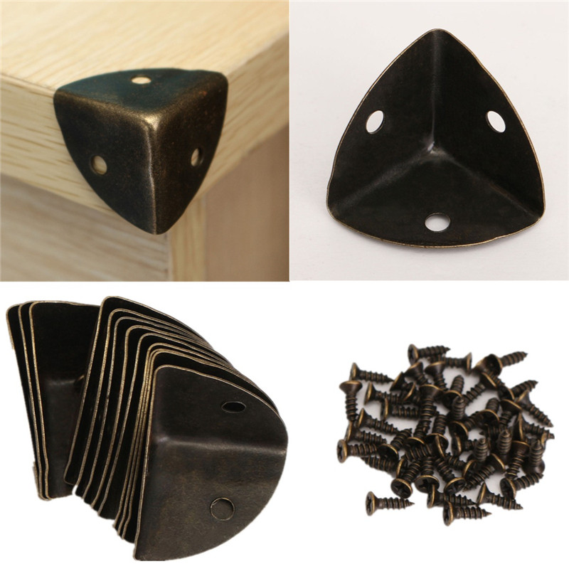 KiWarm 12 Stuks/zak Decoratieve Antieke Messing Sieraden Wijn Geschenkdoos Houten Hoek Protector Guard Veiligheid Meubels Rand