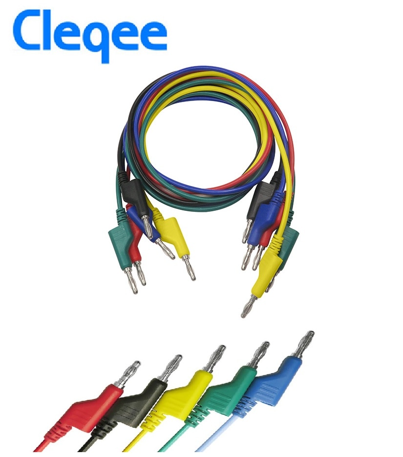 Cleqee P1036 1 set 5 stks 1 m 4mm Banana banana Plug Test Kabel Lood voor Multimeter 5 kleuren