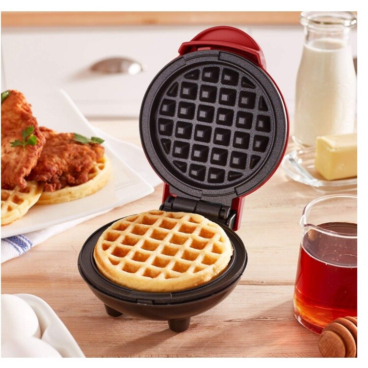 Mini Electric Waffle Maker Nonstick Kitchen Breakfast Baker Waffle Maker Sandwich Cooker Household Multi-function Baking Machine