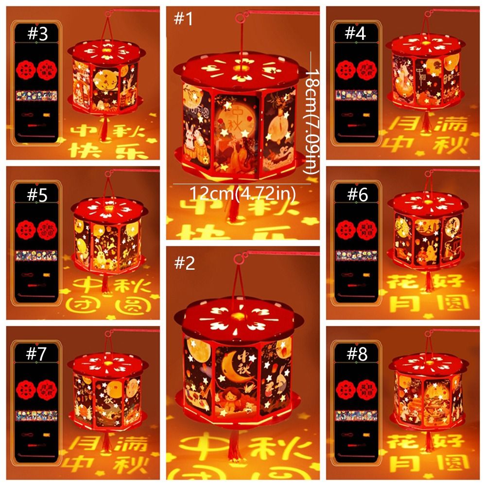 Linterna portátil china de dibujos animados, bendición tradicional, lámpara de papel de mano, linterna LED Cultural hecha a mano, juguetes para Festival de mediados de otoño