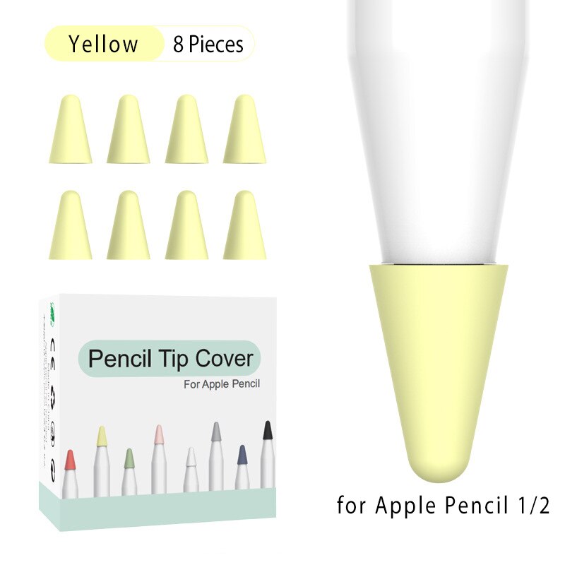 Protective Case For Apple Pencil 1 2st Pen Point Stylus Penpoint Cover Silicone Protector Case For Apple Pencil2 Pencil1 Case: Yellow