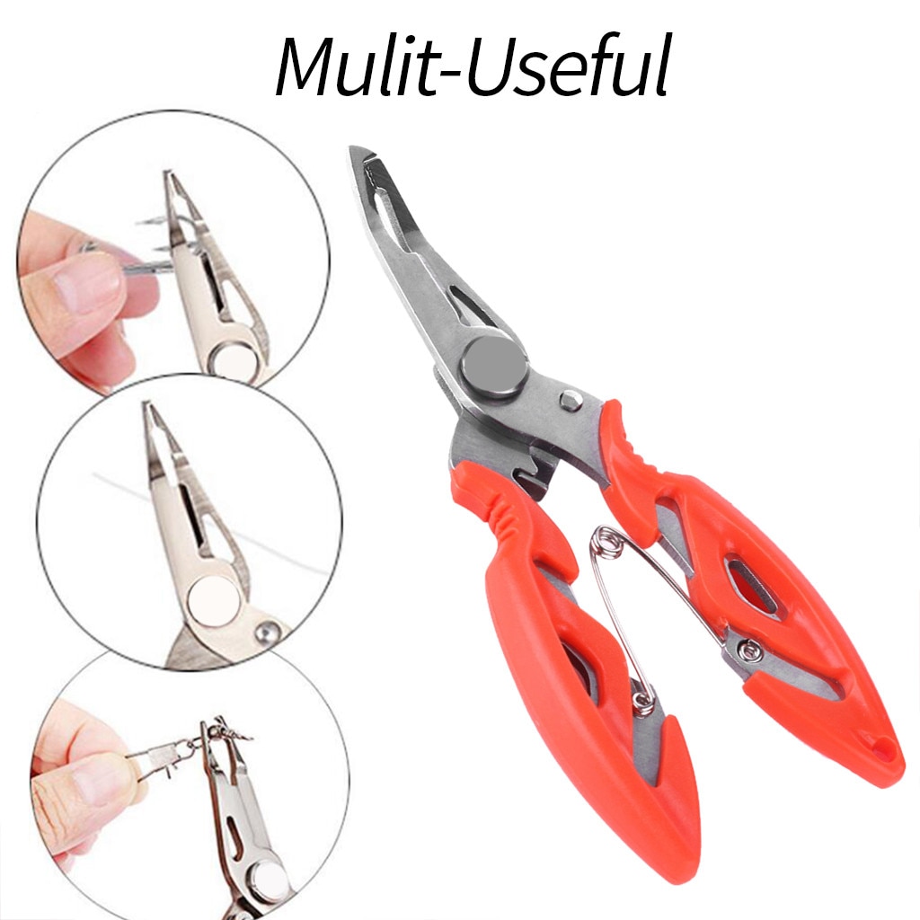 Pinza para pesca, tijeras de pesca, alicates de pesca, tijeras de acero inoxidable, removedor de anzuelos, herramientas de pesca con nudo de Cortador de línea, equipo de pesca # y30