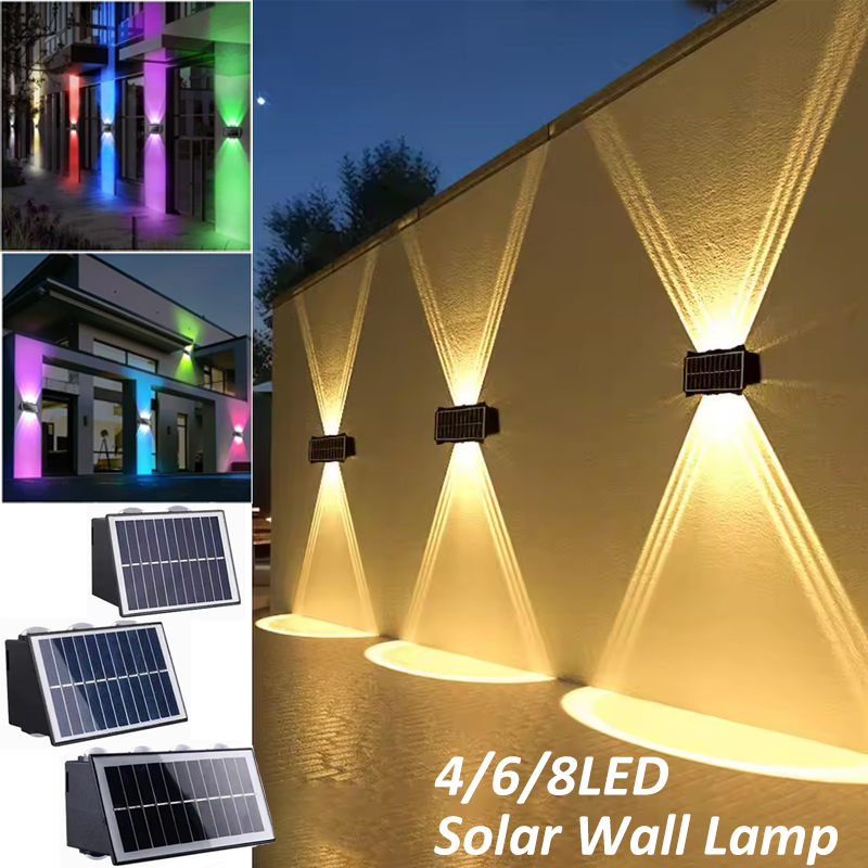 LED-wandlamp op zonne-energie Buiten waterdichte verandaverlichting Bovenste onderste spotlight Straatlantaarn op zonne-energie voor balkon Binnentuin