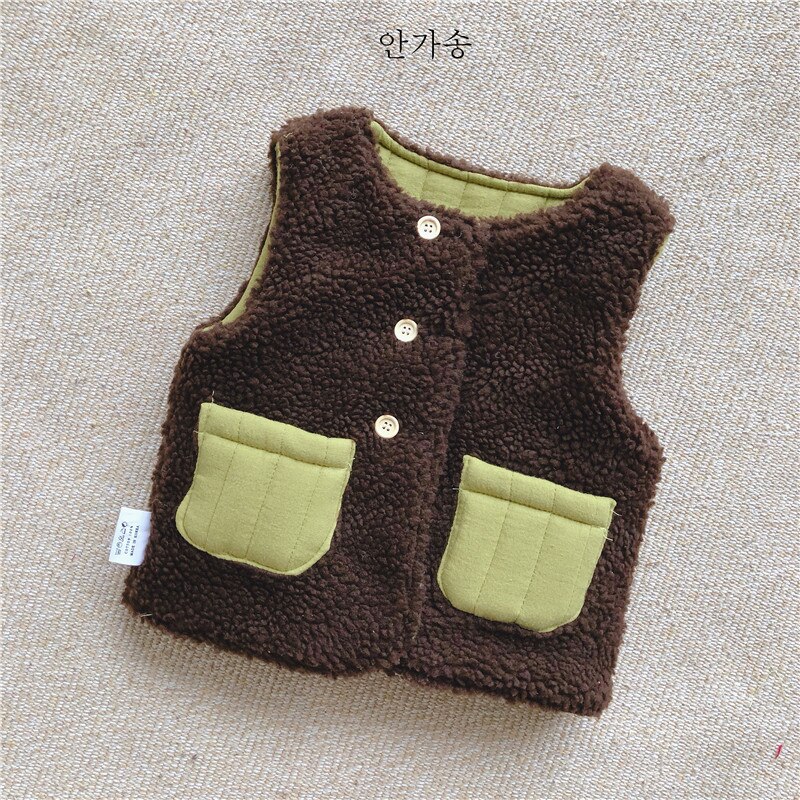 Hiver Double face enfants en peluche gilet pour bébé fille gilet enfants vêtements enfant en bas âge sans manches veste garçons gilet polaire