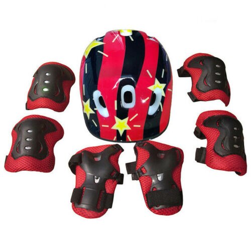 7PCS/set Children's Scooter Bike Helmet Knee Pads Elbow Pads Wrist Support Boys Girls Kids Knee & Elbow Pad Set For Cycling: MULTI