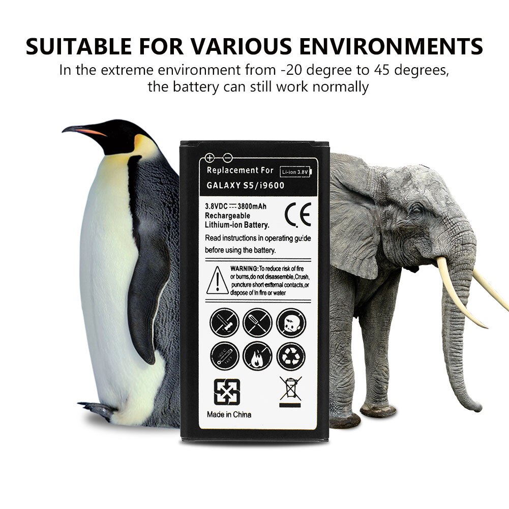 3.8v 3800mah li-ion battery for samsung galaxy s5 i9600 s5 active g900v g900t Replacement Battery Lithium Battery