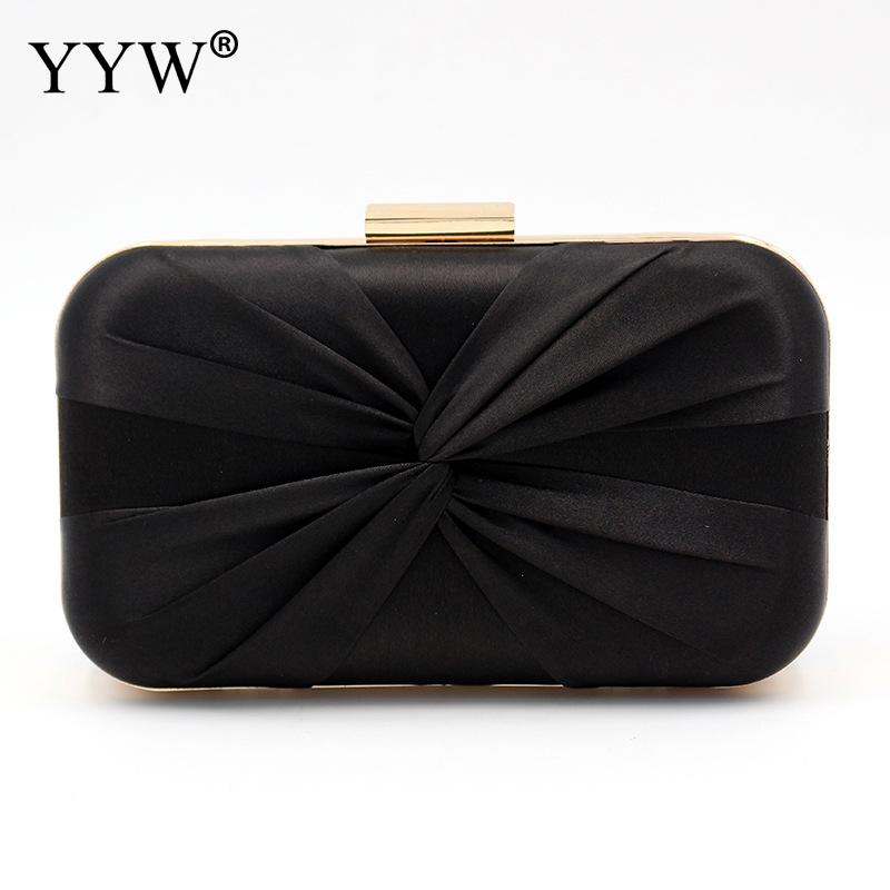 Bow Clutches Bag For Women Pink Sliver Clutch Evening Bag Bride Wedding Bags Party Handmade Chain Handbag Female Purse: black