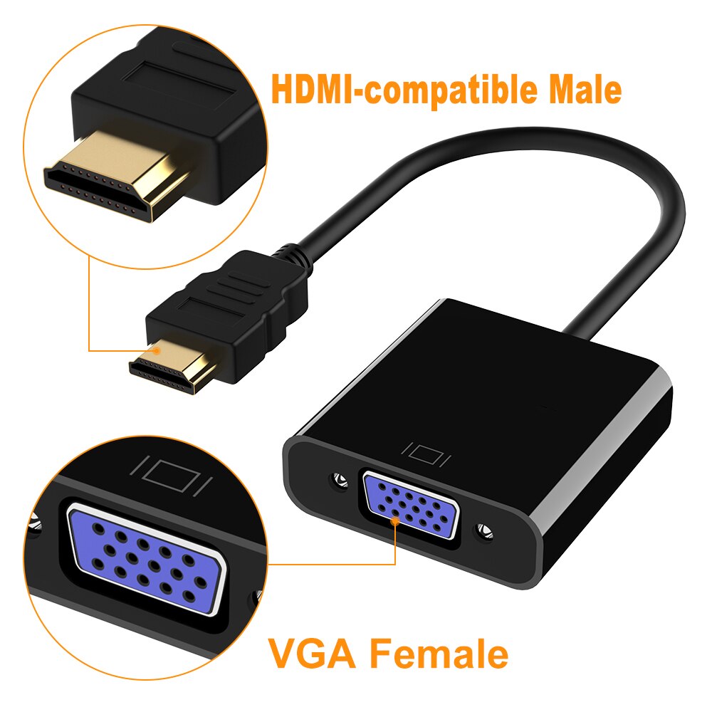 Hdmi-Compatibel Naar Vga Kabel Converter Digitale Analoge Hd 1080P Voor Pc Laptop Tablet Male Naar Vga Famale converter Adapter