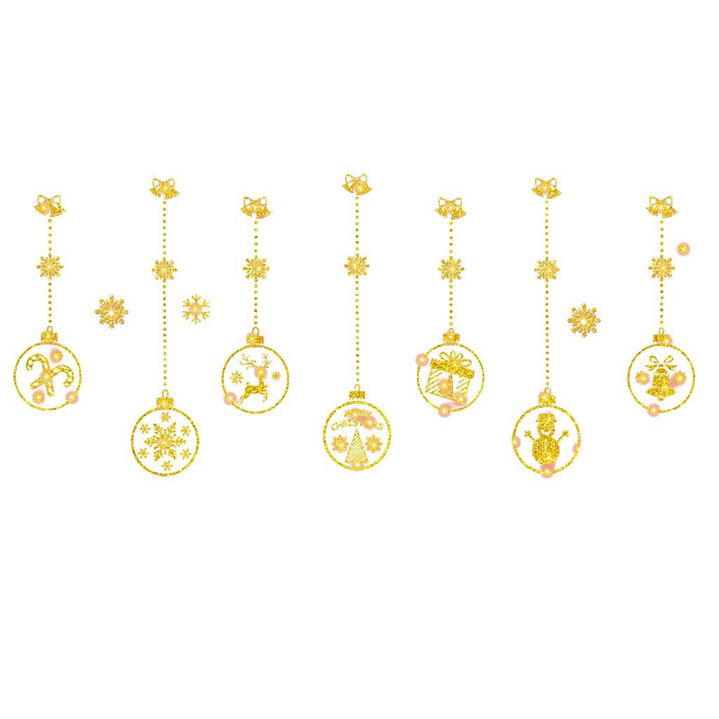 25# Christmas DIY Decoration Golden Christmas Wall Sticker Glass Wall Sticker Christmas Self adhesive Wall Stickers Window Decor