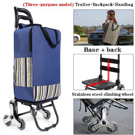 Huishoudelijke Draagbare Vouwen Trap Klimmen Winkelwagentje Boodschappen Rugzak Trolley Handtas Mountainbike Bagage Winkelwagen