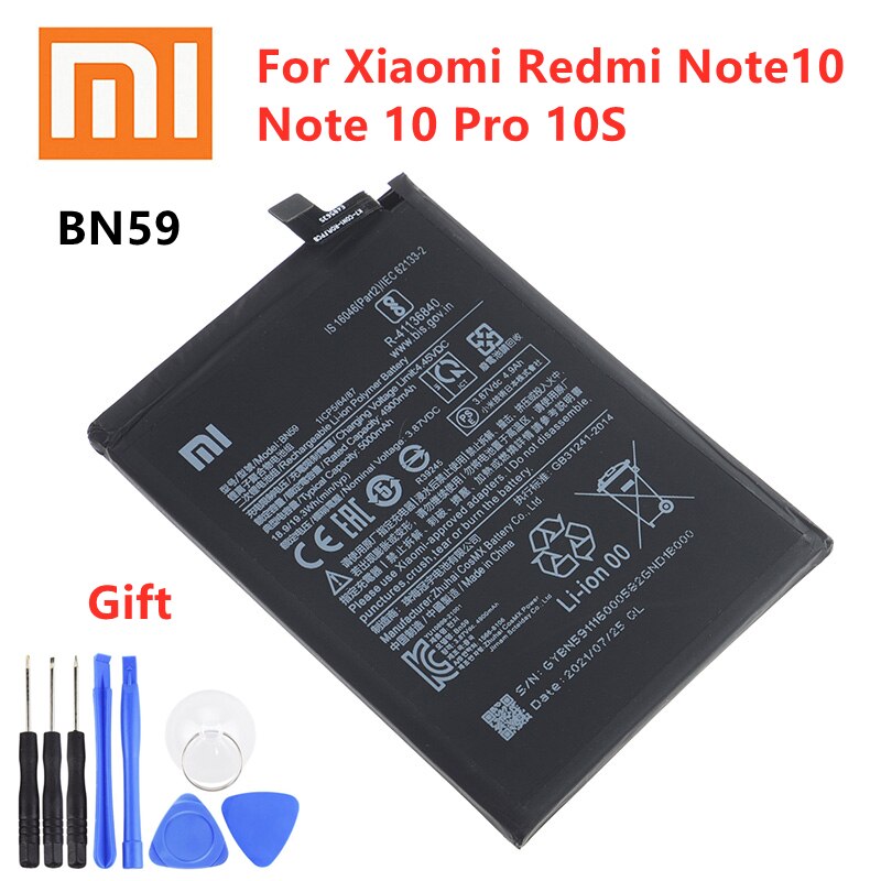 Bn59 4900 mah alkuperäinen akku redmi note 10 note 10 pro 10s note 10 pro global + ilmaisia työkaluja
