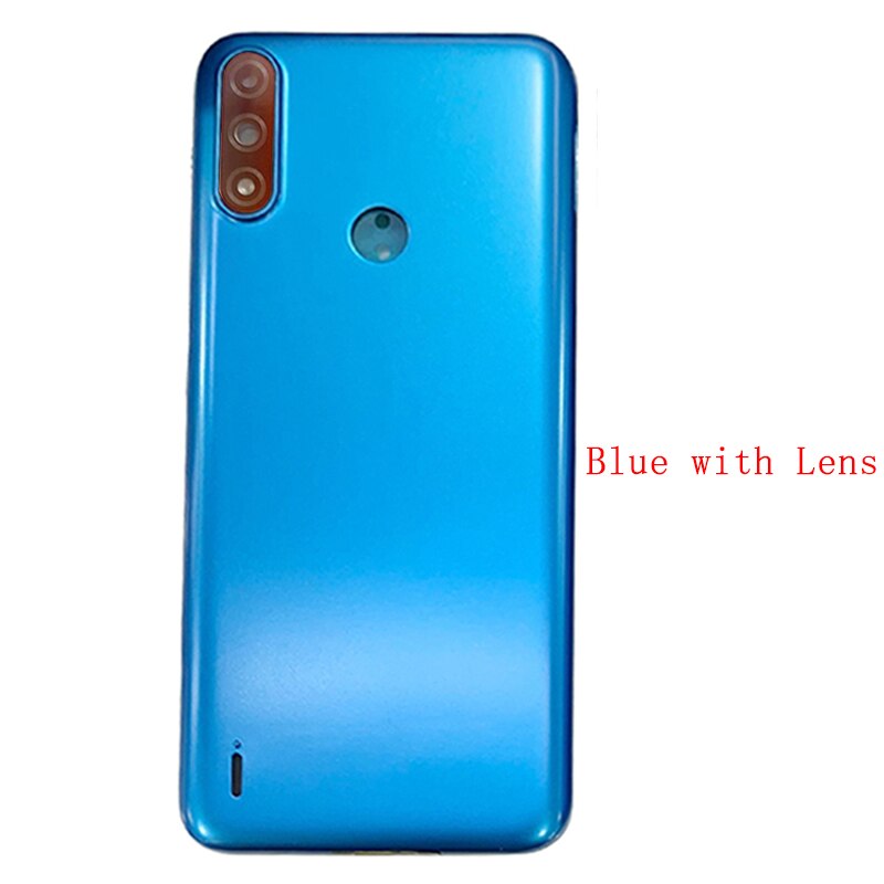 Terug Batterij Cover Achterdeur Panel Behuizing Case Voor Motorola Moto E7 Power Batterij Cover Vervanging Deel: Blue with Lens