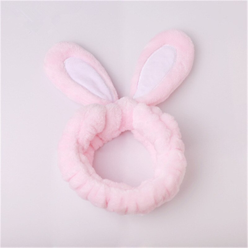 Cute Bunny Ear Trucco Fasce per il Lavaggio Viso Doccia Spa Maschera Morbida e Carino Orecchie di Coniglio Fasce Per Capelli per Le Donne E Le Ragazze: Pink