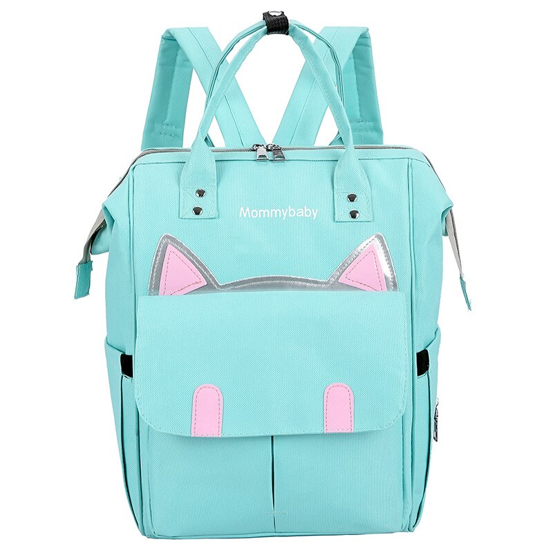 Nouvelle polyvalente grande capacité novice maman bébé sac mignon chat oreille maman sac: Light Green