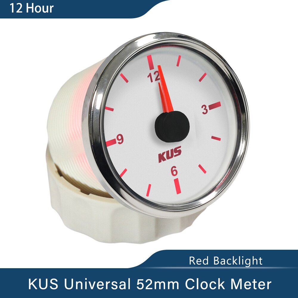 Kus garanteret urmåler 12-- timers format med baggrundsbelysning 52mm(2 " ) 12v/24v