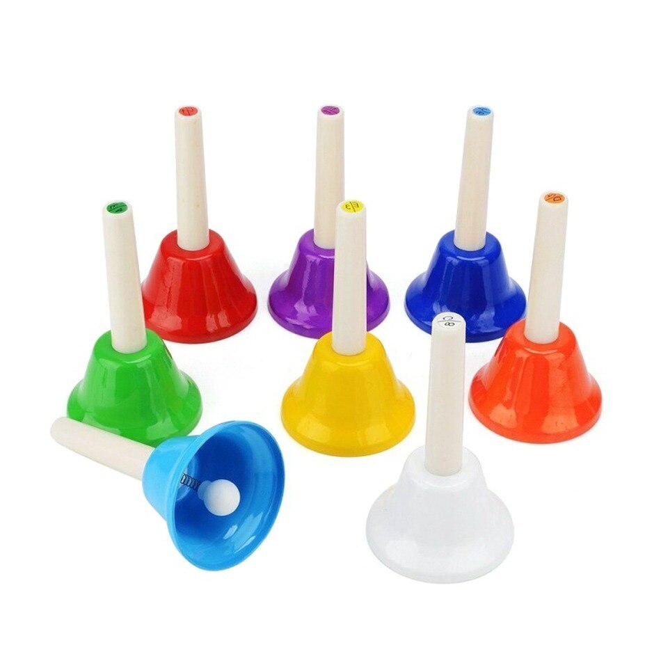 Handbell Hand Bell Acht-Tone Note Kleur Kinderen Muziek Speelgoed Slaginstrument Octaaf Klasse Bel Metalen Bel Tafelbel