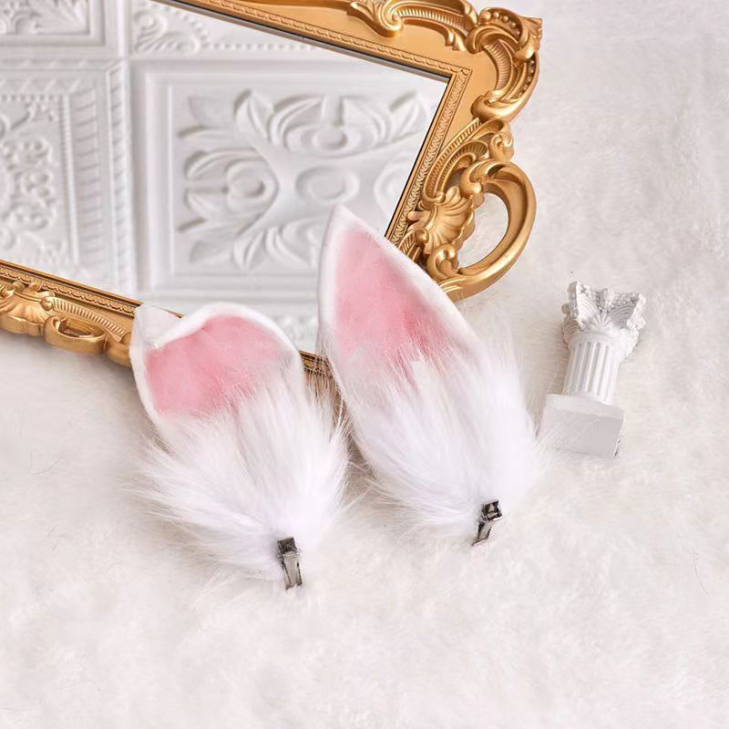 Pinzas para el pelo con Orejas de conejo de peluche para mujer y niña, horquillas largas y esponjosas de estilo japonés, accesorios para el cabello de conejito para de Cosplay, 2 uds.