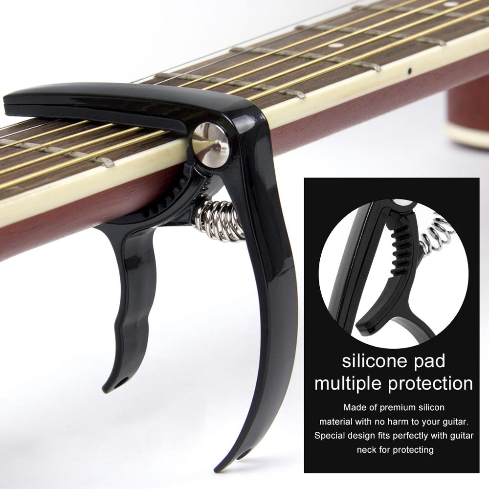 Kmise Classic&Electric Guitar Capo Acoustic Stainless Steel with 6 Picks Musical Instrument Accessories