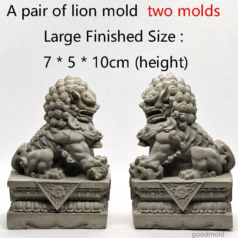 Stampo in cemento di grandi dimensioni in pietra leone stampo in pietra stile cinese scultura in gesso stampo in cemento decorazione stampi in silicone