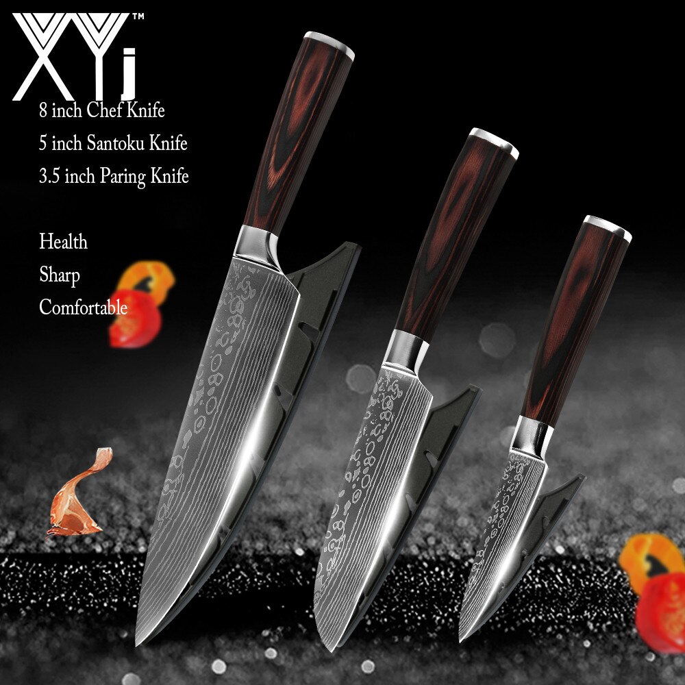 Kitchen Knives Set Stainless Steel 7CR17 Japanese Chef Knife Bread Meat Cleaver Paring Boning Kitchen Knife Covers Accessories: 3 Pcs Value set 02