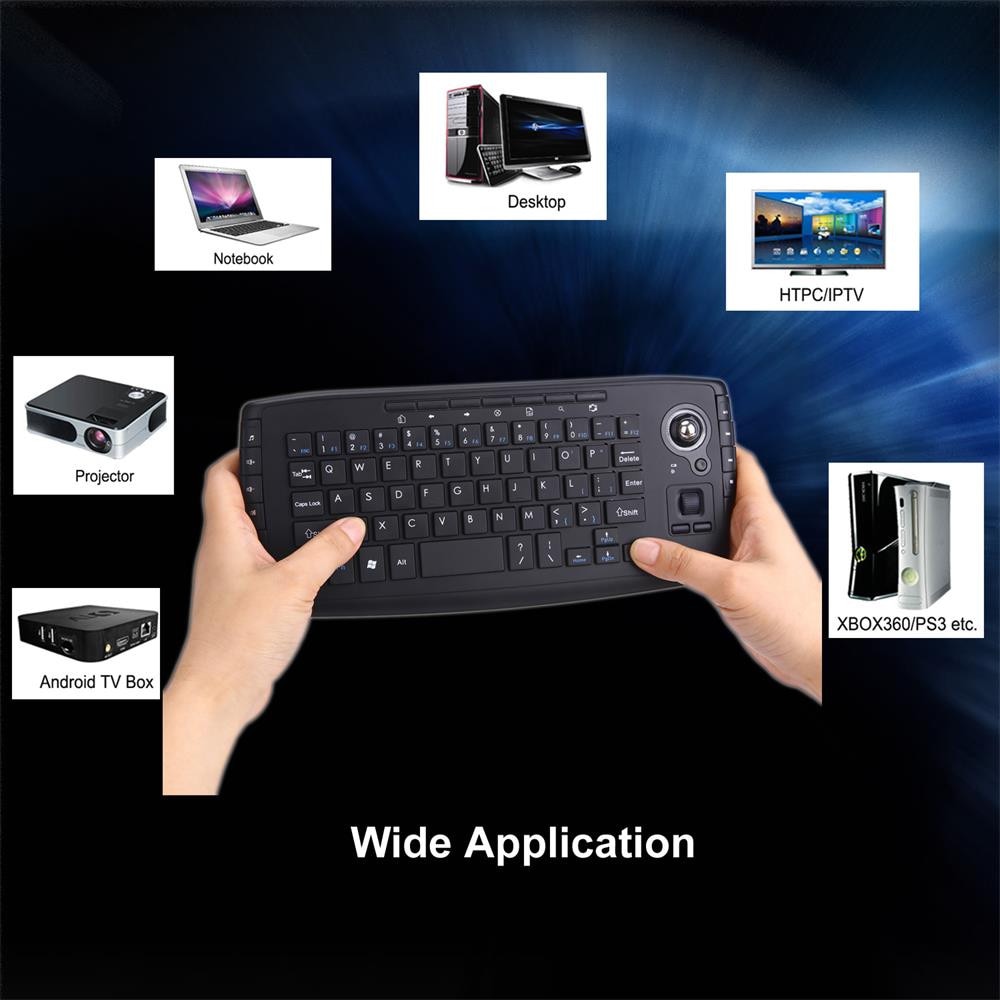 2.4G Mini Wireless Keyboard Multi-media Functional Trackball Air Mouse 20A