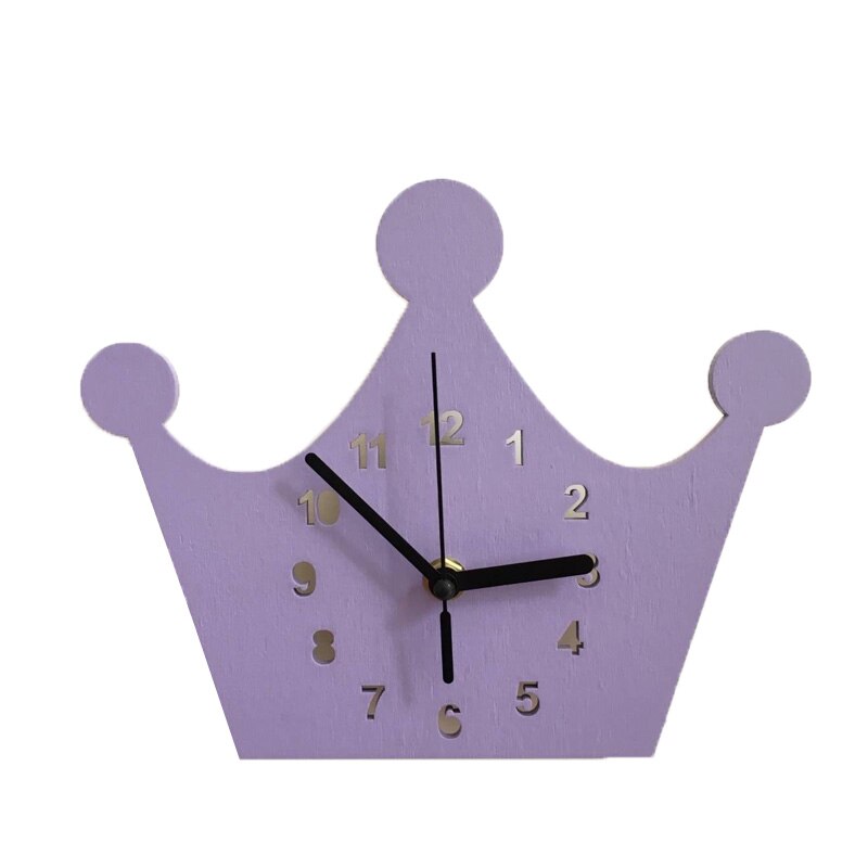 Træ krone vægur børn pige værelse indretning lilla pink dekorative prinsesse ure moderne hængende ornamenter: Lilla