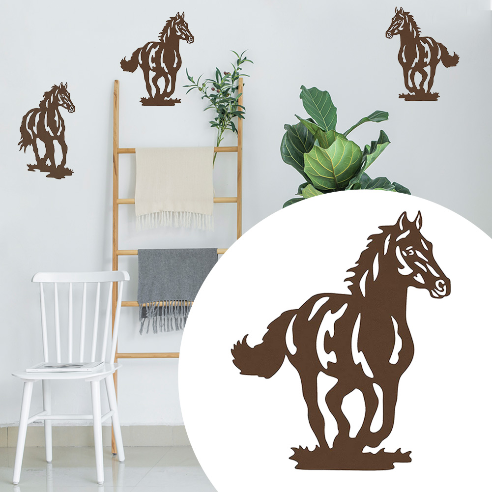 3pcs/set Metal Horse Farmhouse Modern Home Hanging Beautiful Rustic Concise Indoor Outdoor Garden Wall Art Decor Bathroom