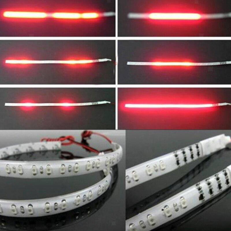 2pcs Car Red 12V Waterproof LED Flexible Light Bar Car Thunder Ranger Light 30CM Car Mid-Net Decorative Light with Red Light