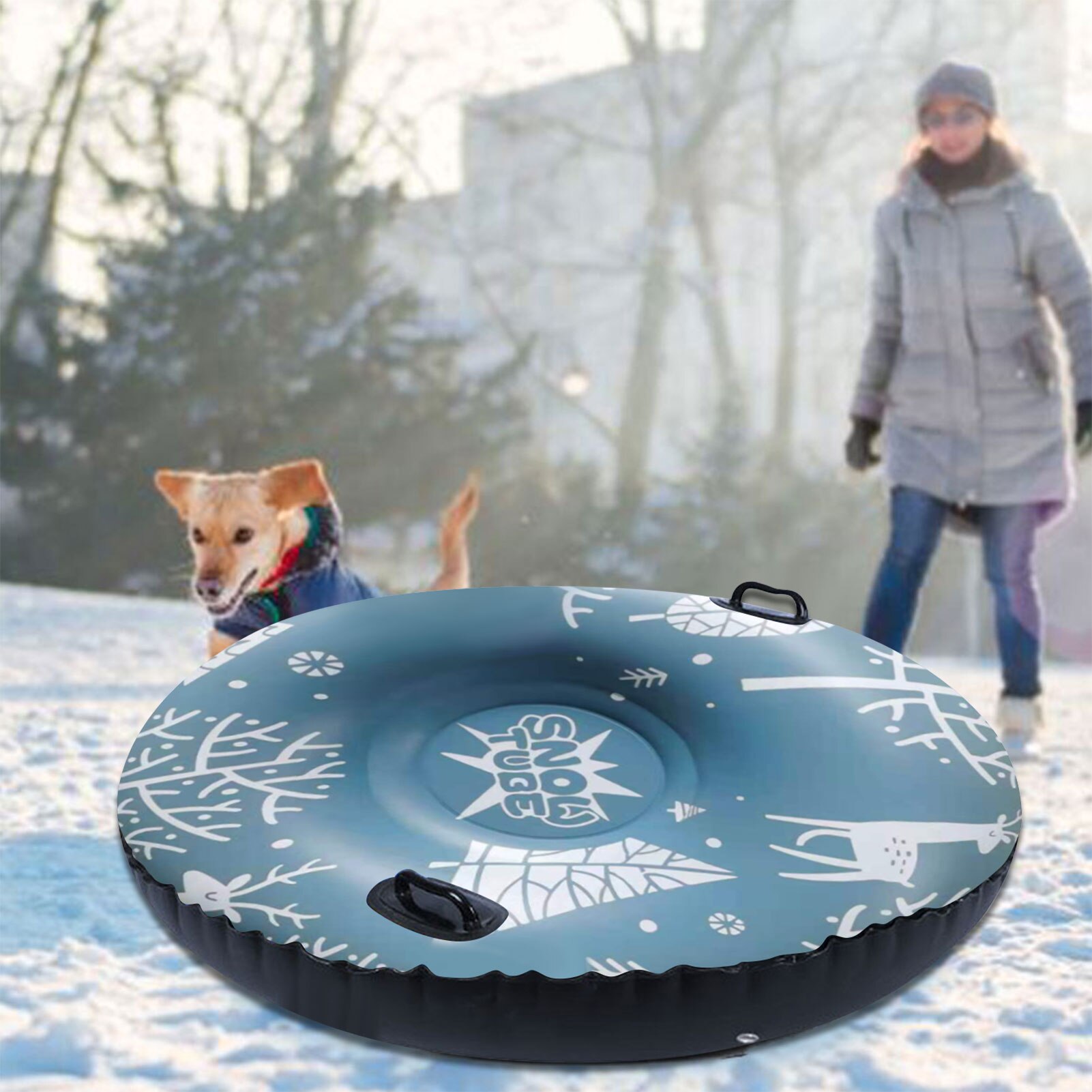 Skiing Snow Tube Sleigh Tubing Winter Outdoor Inflatable Ski Circle Children Adult Ski Ring Skiing Thickened Floated Sled