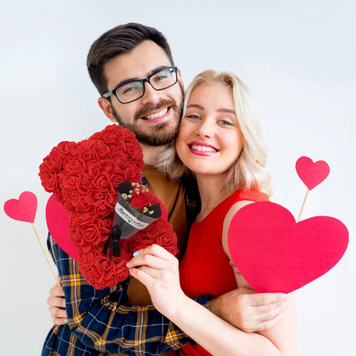 Ours en peluche Rose éternelle, fleur artificielle de 25m, 1 pièce, pour maman, fête des mères, anniversaire, saint-valentin, et décorations