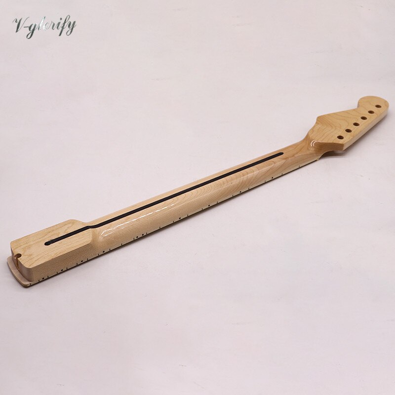 High gloss 6 string electric guitar neck natural color Canada maple wood 22 frets guitar neck with middle line on the back