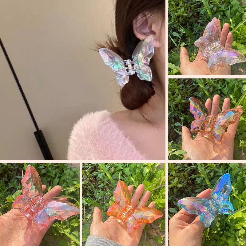 Pinza de acetato para el cabello para niña y mujer, pasador de mariposa, pinzas para el cabello degradadas, teñido anudado, herramientas de peinado