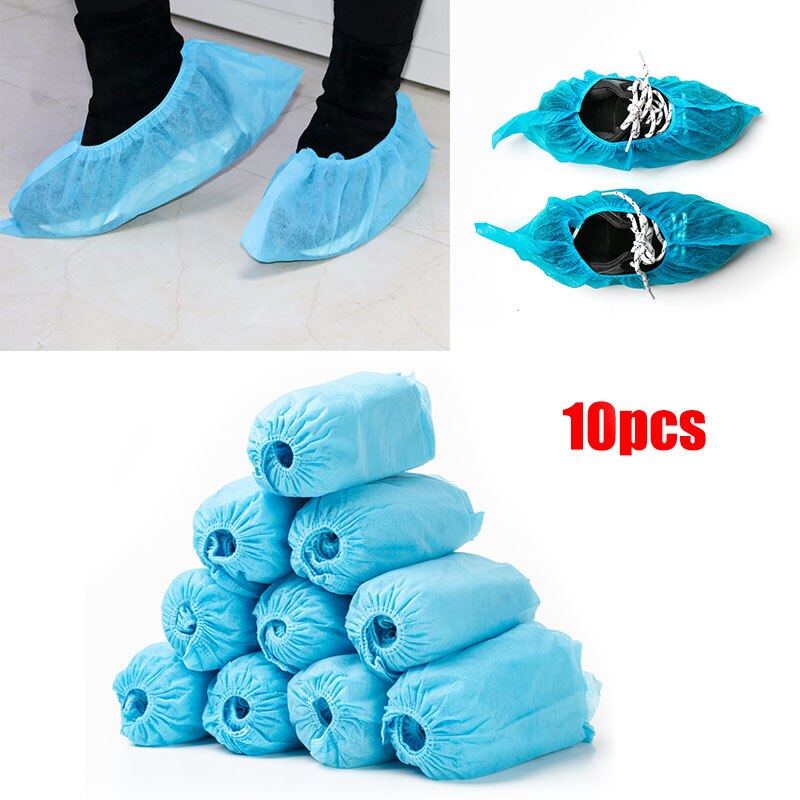 Waterproof One Time Disposable PP Oil-Resistant Protective Coverall for Spary Painting Decorating Clothes Overall Suit Workwear: 10pc Shoe cover