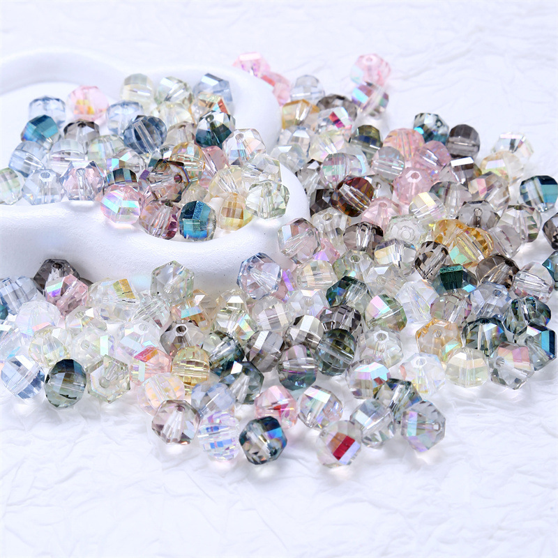 20 piezas cuentas de cristal redondas de Austria de 8mm, cuentas de vidrio facetadas de Color AB, cuentas espaciadoras sueltas para fabricación de joyería, collar de pulsera DIY