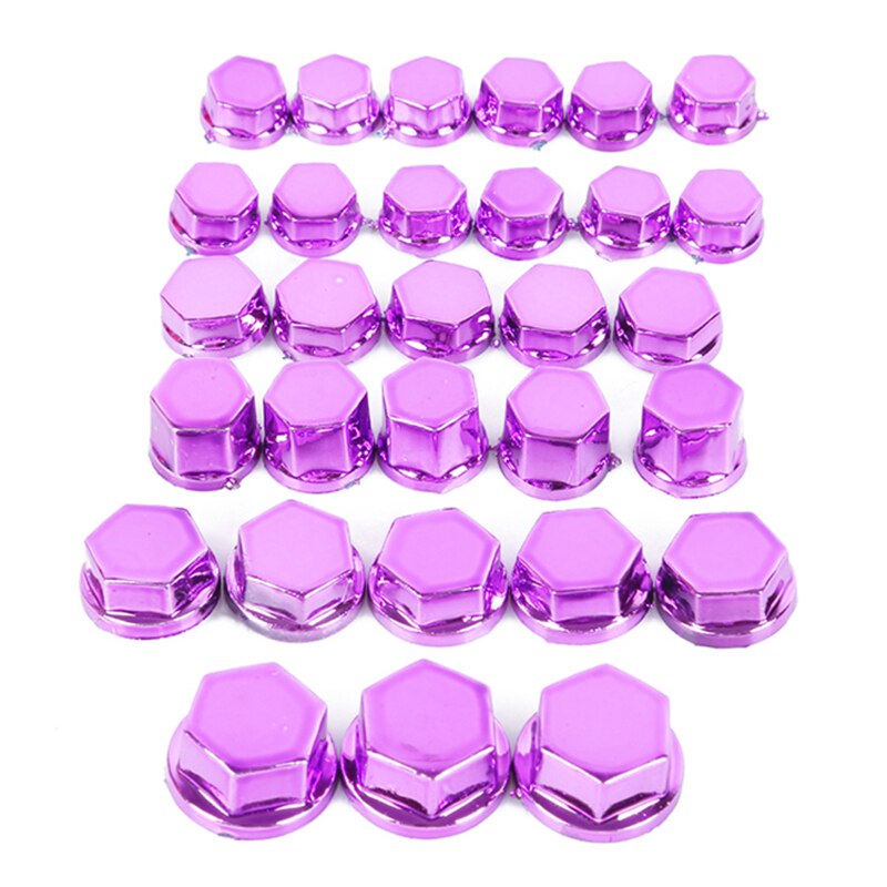 30 pièces/ensemble moto vis écrou boulon bouchon décoration 5 tailles moto moulures ornementales bouchon à vis: purple