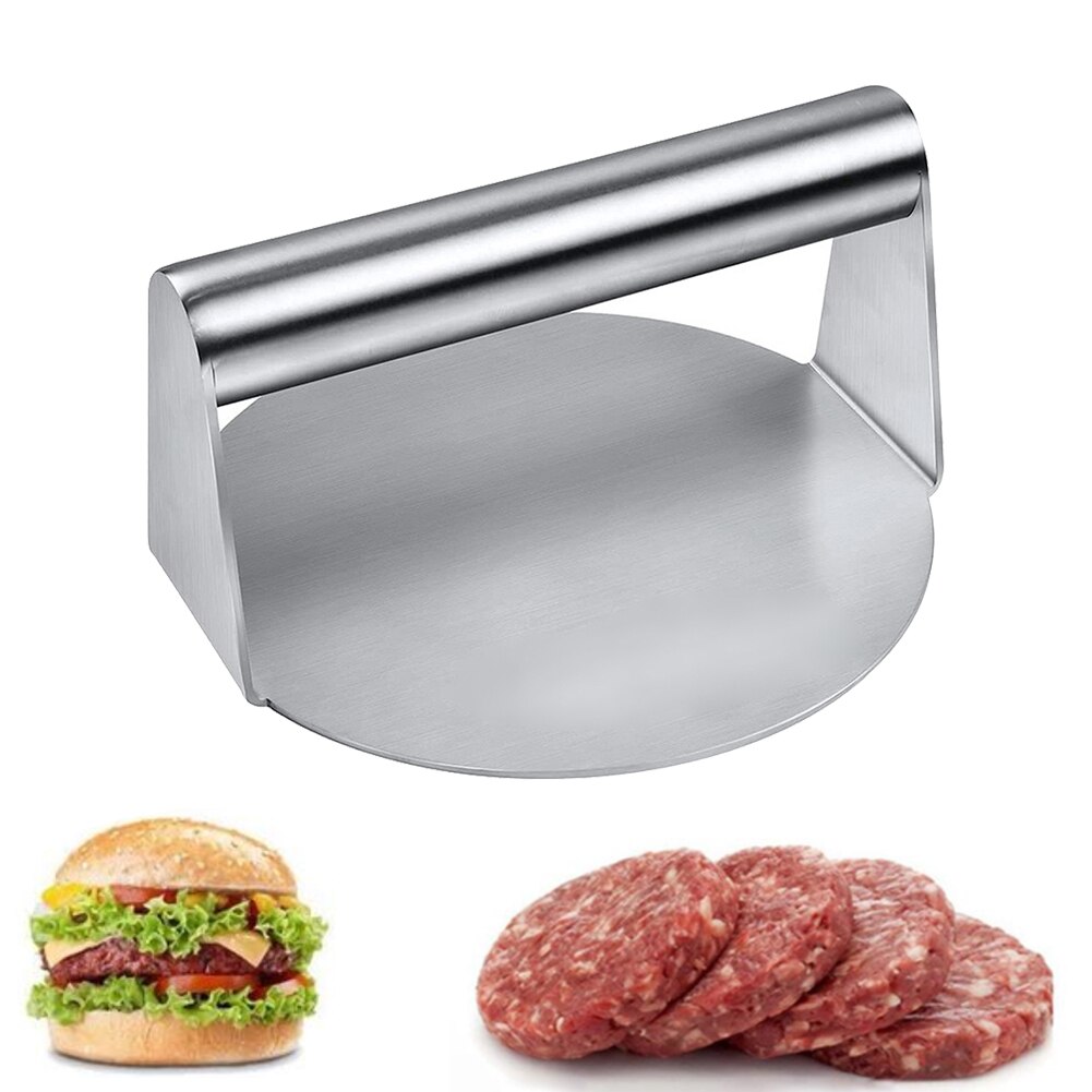 Stainless Steel Burger Press Round/Square Shape Nonstick Burger Smasher Bacon Ham Press Flap Top Grill Griddle Cooking Tool