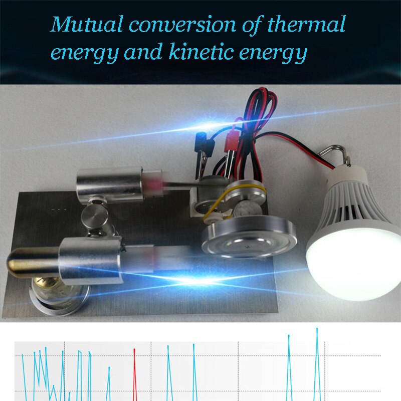 Motor Stirling, generador de bombilla grande, combustión externa, microgenerador, modelo de motor, Mini estudiante, experimento de física